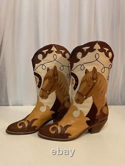 Size 8 M- Zalo Vintage Women's Cowboy Western Boots Horse Design RARE