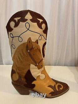 Size 8 M- Zalo Vintage Women's Cowboy Western Boots Horse Design RARE