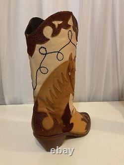 Size 8 M- Zalo Vintage Women's Cowboy Western Boots Horse Design RARE