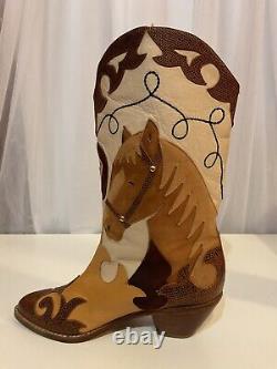 Size 8 M- Zalo Vintage Women's Cowboy Western Boots Horse Design RARE