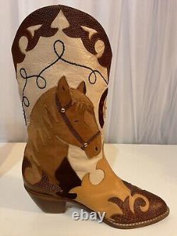 Size 8 M- Zalo Vintage Women's Cowboy Western Boots Horse Design RARE