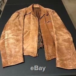 Stunning 1930's-40s vintage HORSE HIDE LEATHER JACKET rare distressed ROCK STAR