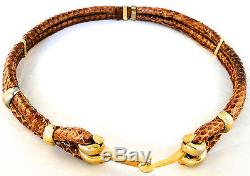 Stunning Vintage Handmade Brown Leather Snake Rope & Metal Horse Bit Belt S 29