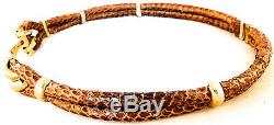 Stunning Vintage Handmade Brown Leather Snake Rope & Metal Horse Bit Belt S 29