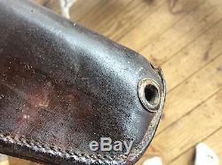 Stunning Vintage Hard Leather Horse Gun Case / Scarab Stamped Possible Military
