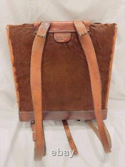 Swiss Army Military Vintage Horse Hair Leather Backpack Rucksack 1950