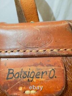 Swiss Army Military Vintage Horse Hair Leather Backpack Rucksack 1950