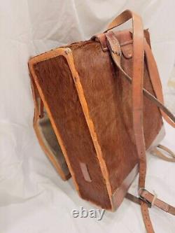 Swiss Army Military Vintage Horse Hair Leather Backpack Rucksack 1950