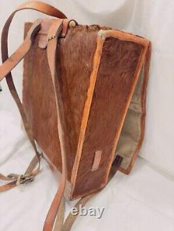 Swiss Army Military Vintage Horse Hair Leather Backpack Rucksack 1950