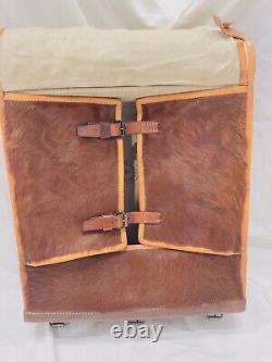 Swiss Army Military Vintage Horse Hair Leather Backpack Rucksack 1950