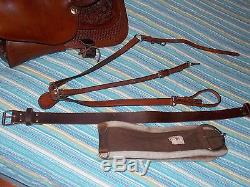 TEX TAN Vintage TEX-FLEX Size-16 Pecan Horse Trail Saddle Genuine Leather A23
