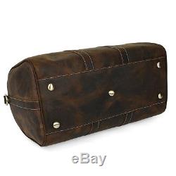 TIDING Crazy Horse Leather Travel Suitcase Mens Vintage Trip Luggage Duffle BIG