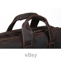 TIDING Vintage Style Crazy Horse Leather Mens Briefcase Shoulder Bag Laptop Tote