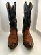 TONY LAMA Cowboy Wingtip Marbled Boots 8 Row Stitch Vintage US TX Made Men 10 D