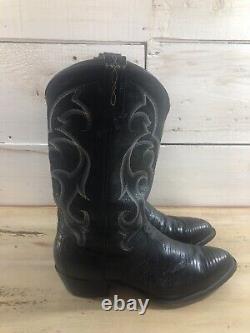 TONY LAMA Vintage Mens Size 12 D EXOTIC LIZARD Black Cowboy Boots El Paso TX