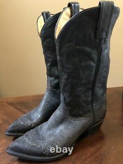 TONY LAMA Vintage Rare EXOTIC 6874 Gray Black Cowboy Boots Mens
