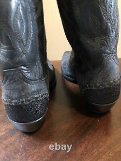 TONY LAMA Vintage Rare EXOTIC 6874 Gray Black Cowboy Boots Mens