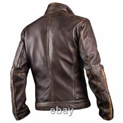 Taxan Men's Biker Cafe Racer Motorcycle Distressed Leather Jacket