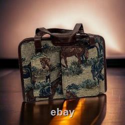 Texas Leather Mfg Western Retro Handbag Purse Horse Blanket with Strap VTG New