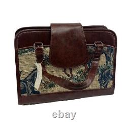 Texas Leather Mfg Western Retro Handbag Purse Horse Blanket with Strap VTG New