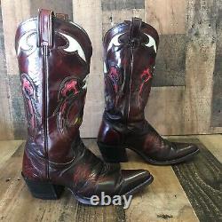 Texas Vintage Leather Inlay Cowboy Western Boots Eagle Men's 9 D