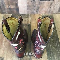 Texas Vintage Leather Inlay Cowboy Western Boots Eagle Men's 9 D