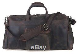 Tiding Mens Brown Crazy Horse Leather Vintage Luggage Tote Bag 10984