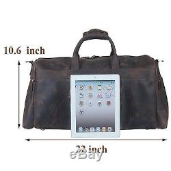Tiding Mens Brown Crazy Horse Leather Vintage Luggage Tote Bag 10984