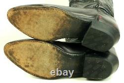 Tony Lama Black Cherry Leather Western Cowboy Boots Vintage White Label Men 12 D