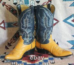 Tony Lama Blue Orange Cowboy Western Boots Vintage USA Made El Paso Men's 10.5 D