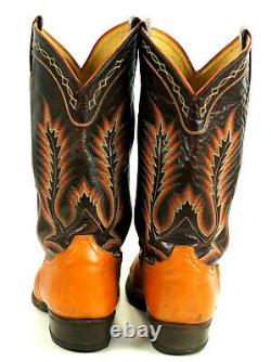 Tony Lama Cowboy Boots 10-Row Rainbow Stitch Vintage US El Paso TX Made Men 12 D