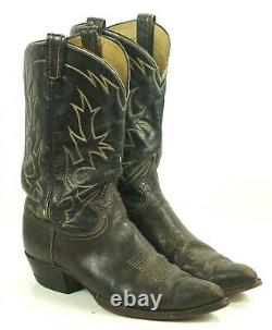 Tony Lama Cowboy Boots Peanut Brittle Vintage 70s Black Label USA Made Mens 13 E