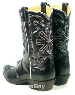 Tony Lama Cowboy Western Boots Saddle Stitch Vintage 70s US Made Men's 11.5 D