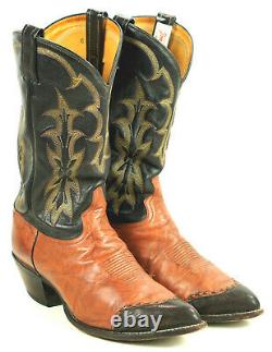 Tony Lama Cowboy Wingtip Marbled Boots 8 Row Stitch Vintage US TX Made Men 12 EE