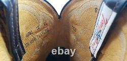 Tony Lama Cowboy Wingtip Marbled Boots 8 Row Stitch Vintage US TX Made Men 12 EE