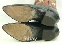 Tony Lama Kidd Leather Inlay Cowboy Boots Vintage TX Made Orig Box Women's 6.5 B