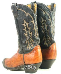 Tony Lama Wingtip Cowboy Boots Vintage 80s Gold Label US Handmade Men's 11 EE 2e