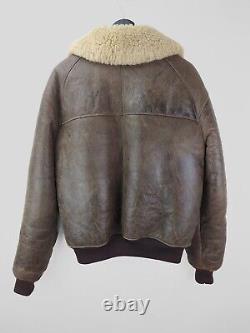 U. S. CAVALRY Men's Sz US 42 L B-6 Shearling Bomber Sheepskin Leather Jacket B6