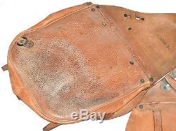 US Army WW1 CAVALRY M-1904 LEATHER SADDLE BAGS 1918 Vtg Horse Riding RARE
