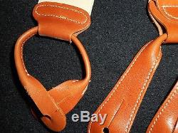 USA VinTage Trafalgar Silk Suspenders Horse Equestrian Fox Hunt Leather Fittings