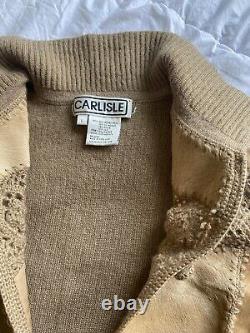 Unique Vtg Carlisle Patchwork Crochet Leather Coat/Duster Size L ladies $790