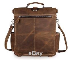 Unisex Crazy Horse Leather Backpack Vintage Travel Tote Shoulder Laptop Bag