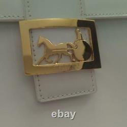 Unused Authentic Celine Vintage Horse Carriage Vanity Bag White Deadstock