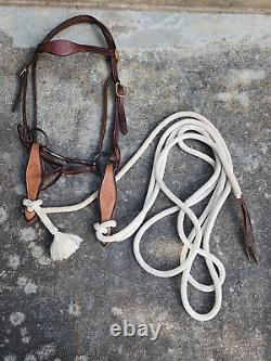 Used Older PARELLI Complete Bridle Set withHorseman's Mecate Reins & Slobber strap