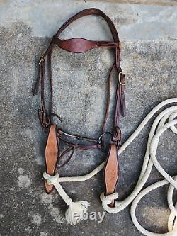 Used Older PARELLI Complete Bridle Set withHorseman's Mecate Reins & Slobber strap