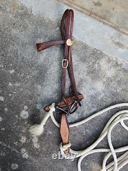 Used Older PARELLI Complete Bridle Set withHorseman's Mecate Reins & Slobber strap