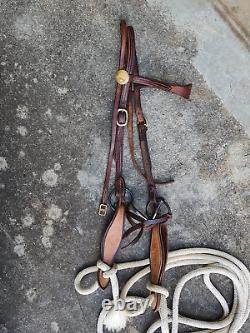 Used Older PARELLI Complete Bridle Set withHorseman's Mecate Reins & Slobber strap