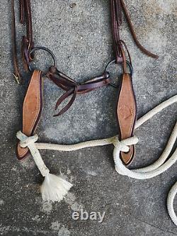 Used Older PARELLI Complete Bridle Set withHorseman's Mecate Reins & Slobber strap