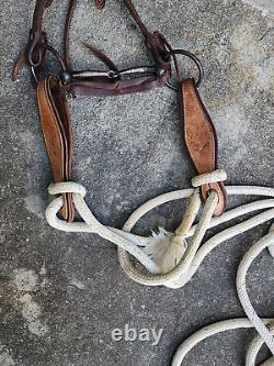 Used Older PARELLI Complete Bridle Set withHorseman's Mecate Reins & Slobber strap