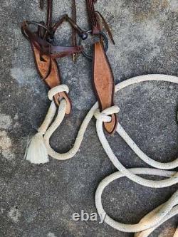 Used Older PARELLI Complete Bridle Set withHorseman's Mecate Reins & Slobber strap